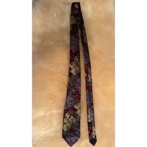 Missoni 100% Silk Tie Floral Abstract Artsy Purple Gold Green Cravatte